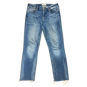 Dear John Blue Stretch Denim Straight Frayed Jeans Size 29 summer cropped ankle